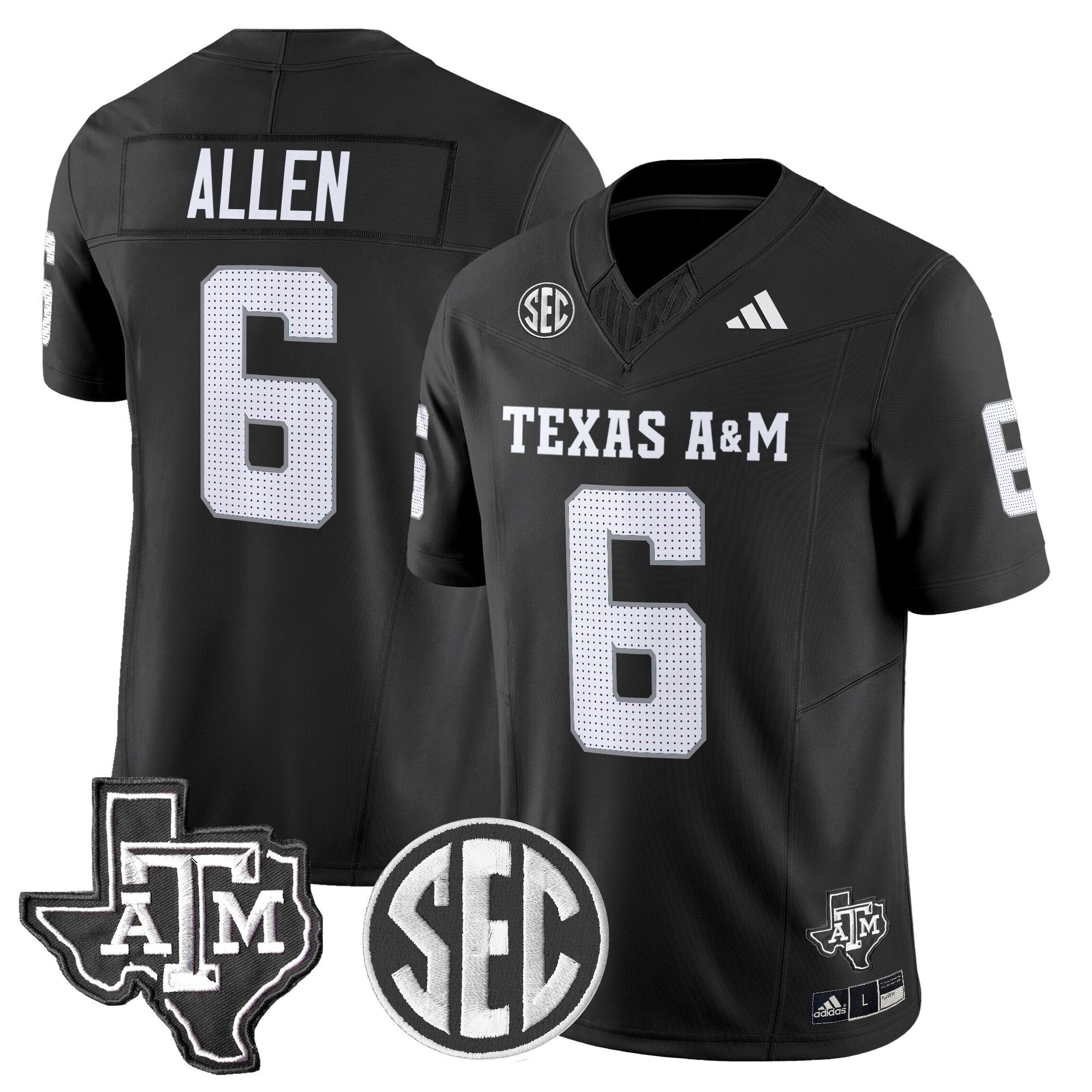 Men Texas A&M Aggies #6 Allen Black 2024 Vapor Limited NCAA Jersey style 1->ncaa teams->NCAA Jersey